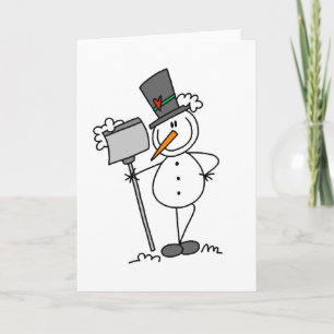 Snowman with Shovel Holiday Card