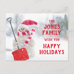 Snowman With Shovel Postcard