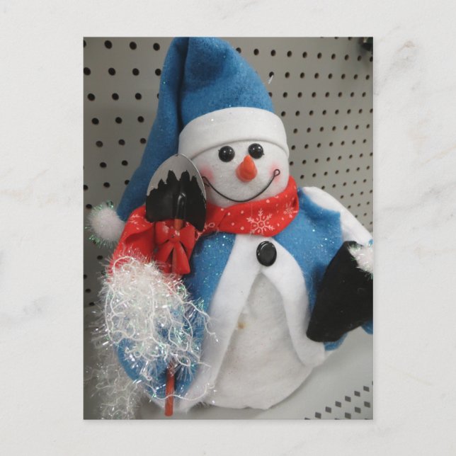 Snowman With Shovel Postcard (Front)