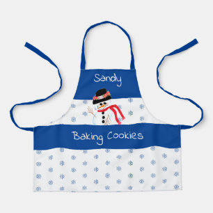 Snowman With Snowflake All-Over Print Apron