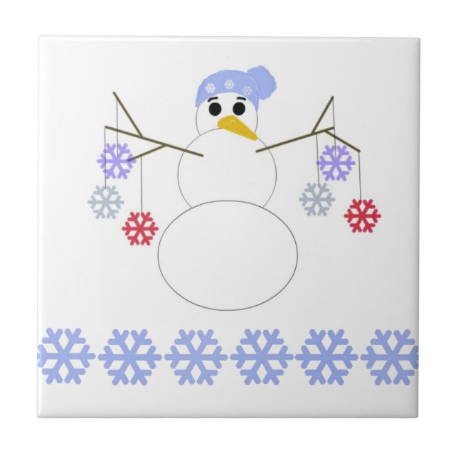 Snowman with Snowflakes Tile (Front)