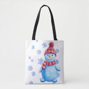 Snowman with Snowflakes Tote Bag