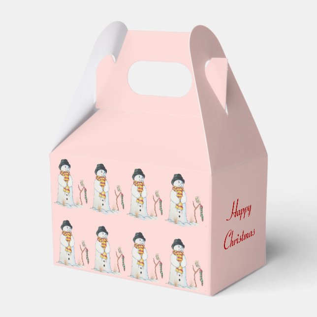 snowman with stripy stocking christmas favor box (Back Side)
