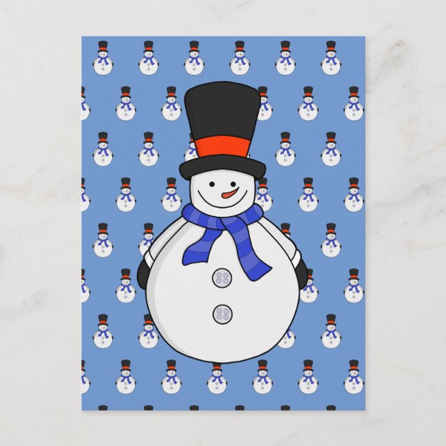 Snowman with top hat postcard (Front)