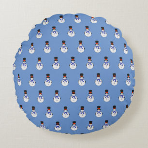 Snowman with top hat round pillow