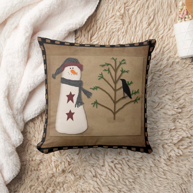 Snowman With Tree Pillow (Blanket)