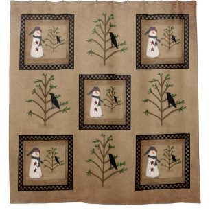 Snowman With Tree Shower Curtain