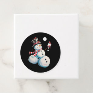 Snowman With Wine Christmas Funny Xmas Gift Favour Tags
