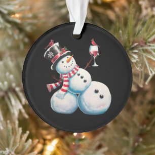 Snowman With Wine Christmas Funny Xmas Gift Ornament