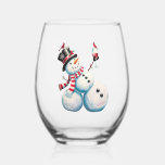 Snowman With Wine Christmas Funny Xmas Gift Stemless Wine Glass<br><div class="desc">Snowman With Wine Christmas Funny Xmas Gift</div>
