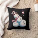 Snowman With Wine Christmas Funny Xmas Gift Throw Pillow<br><div class="desc">Snowman With Wine Christmas Funny Xmas Gift</div>