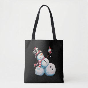Snowman With Wine Christmas Funny Xmas Gift Tote Bag