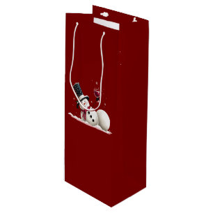 Snowman With Wine Christmas Gift Xmas Holiday Bag