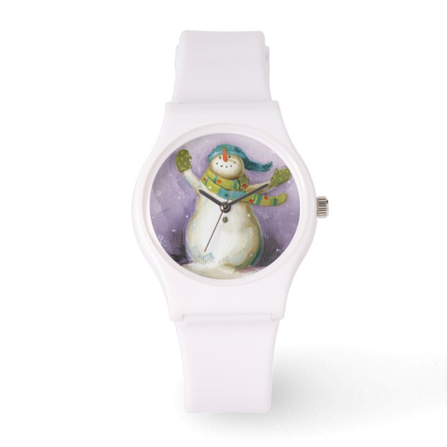 Snowman with Winter Mittens Watch (Front)