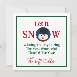 Snowman Wonderful Time Year PERSONALIZE Name Holiday Card