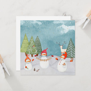 SNOWMAN & WOODLAND FRIENDS IN WINTER WONDERLAND