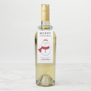 Snowman Wreath Holiday Bottle Hanger Tag