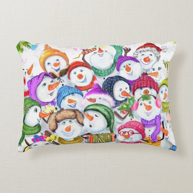 Snowmans Christmas Accent Pillow Gift (Front)