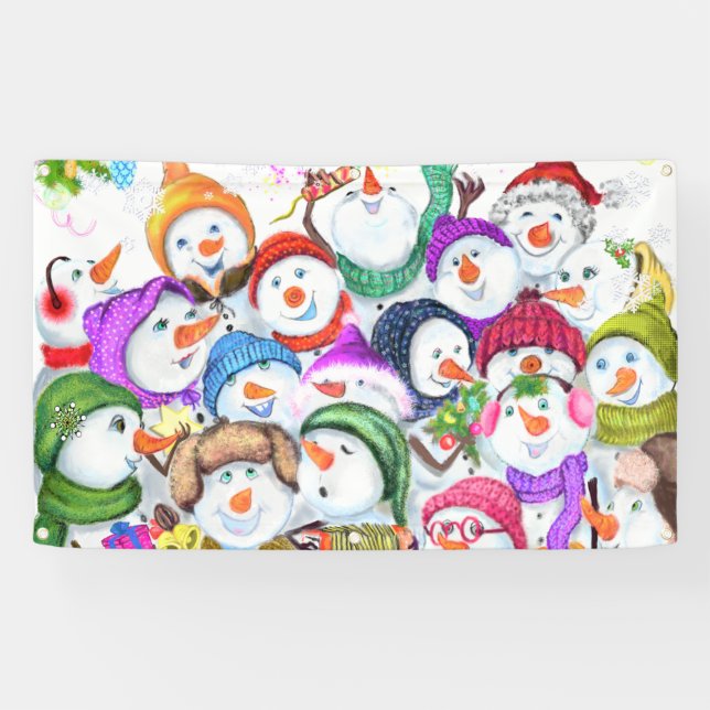 Snowmans Christmas Banner Party Gift (Horizontal)
