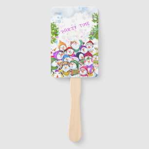 Snowmans Christmas Hand Fan Party Gift