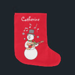 Snowman's Christmas Serenade Large Christmas Stocking<br><div class="desc">This design shows a snowman performing a Christmas serenade.</div>