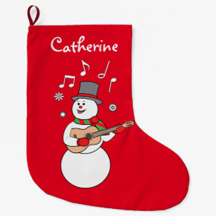 Snowman's Christmas Serenade Large Christmas Stocking