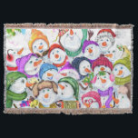 Snowmans Christmas Throw Blanket Gift<br><div class="desc">Happy Snowmans Merry Christmas Party Funny Drawing Cartoon Snowman Celebration - Choose / Add Your Unique Text / Font / Colour - Make Your Special Gift - Resize and move or remove and add elements / image with customization tool ! - Drawing and Design by MIGNED. You can also transfer...</div>