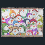 Snowmans Christmas Throw Blanket Gift<br><div class="desc">Happy Snowmans Merry Christmas Party Funny Drawing Cartoon Snowman Celebration - Choose / Add Your Unique Text / Font / Colour - Make Your Special Gift - Resize and move or remove and add elements / image with customization tool ! - Drawing and Design by MIGNED. You can also transfer...</div>