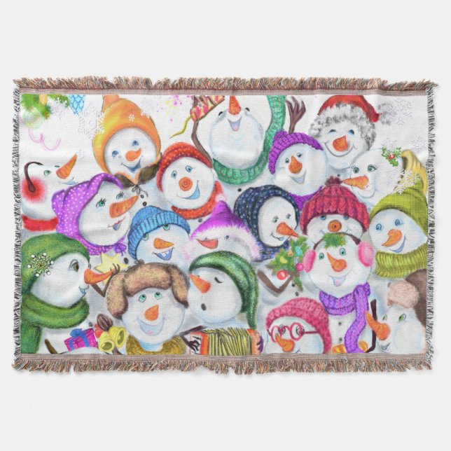 Snowmans Christmas Throw Blanket Gift (Front)