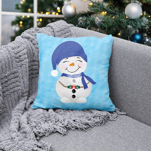 Snowman's Cocoa Delight Christmas Throw Pillow