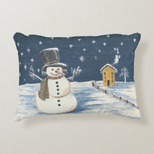 Snowman's Dream Throw Pillow
