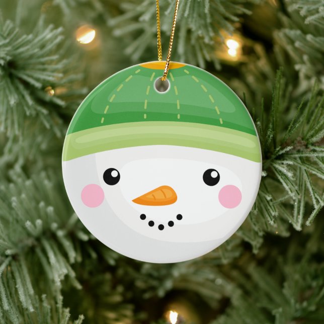 Snowman's head christmas  ceramic ornament (Tree)