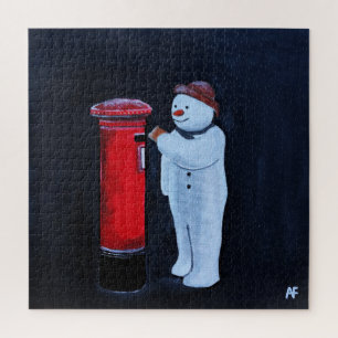Snowman's Letter to Santa Painting by Alfred Fox Jigsaw Puzzle