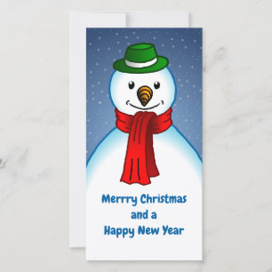 Snowmans Merry Christmas and Happy New Year Holiday Card