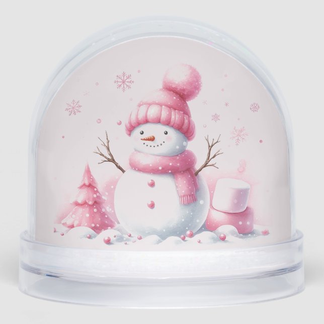 Snowman's Pink Christmas Dream Snowglobe (Front)