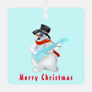 Snowmans Rock Merry Christmas Party Funny Metal Ornament