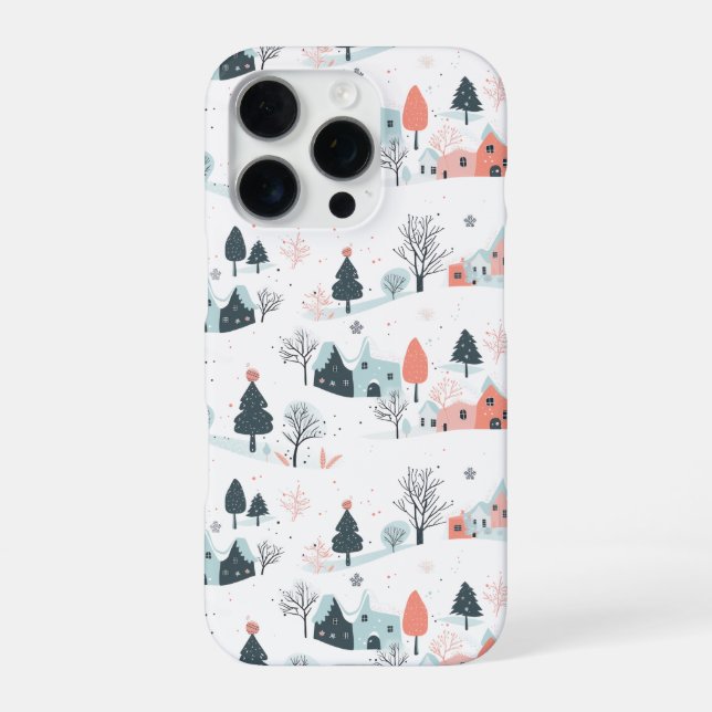 Snowmans & Snowflakes Seamless Pattern iPhone Case (Back)