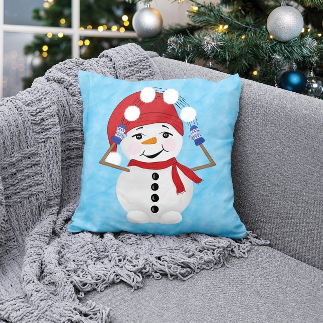 Snowman's Winter Wonderland Christmas Throw Pillow (Creator Uploaded)
