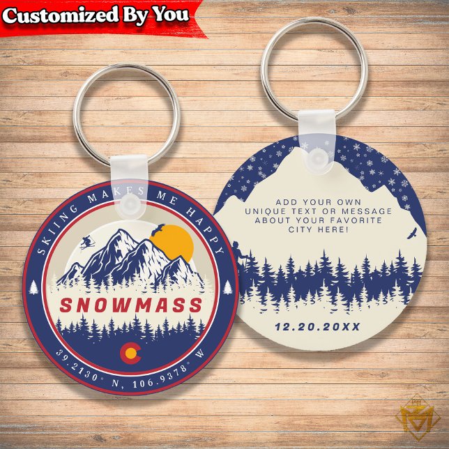 Snowmass Colorado Flag Mountain Ski Souvenir Keychain (Creator Uploaded)