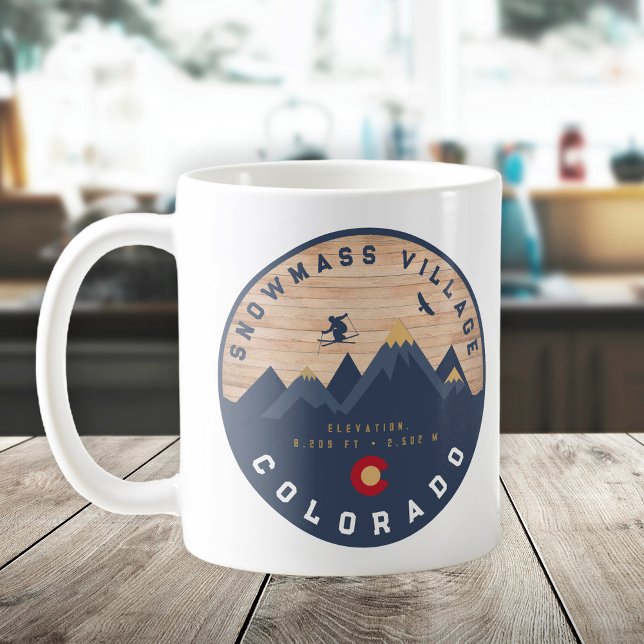 Snowmass Colorado Flag Retro Sunset Ski Souvenirs Coffee Mug (Creator Uploaded)