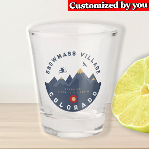 Snowmass Colorado Flag Retro Sunset Ski Souvenirs Shot Glass