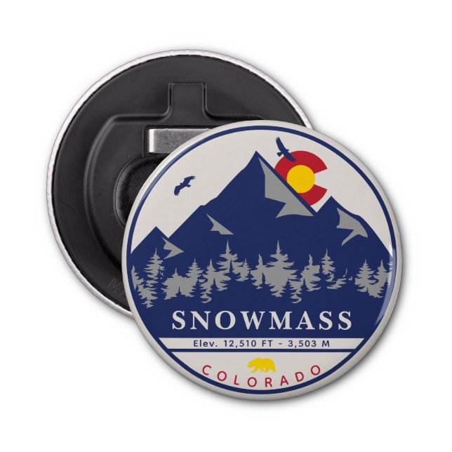 Snowmass Colorado Retro Sunset Ski Souvenirs Bottle Opener (Front)