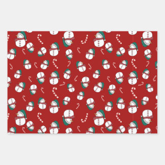 Snowmen and Candy Canes Wrapping Paper Sheet