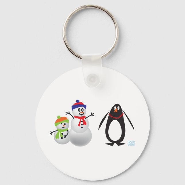 Snowmen and Penguin Keychain (Front)