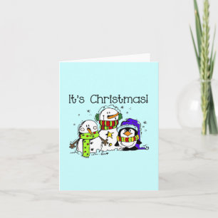 Snowmen and Penguins It's Christmas Holiday Card