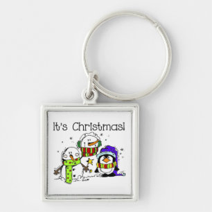 Snowmen and Penguins It's Christmas Keychain