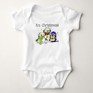 Snowmen and Penguins Winter Holidays Christmas Baby Bodysuit