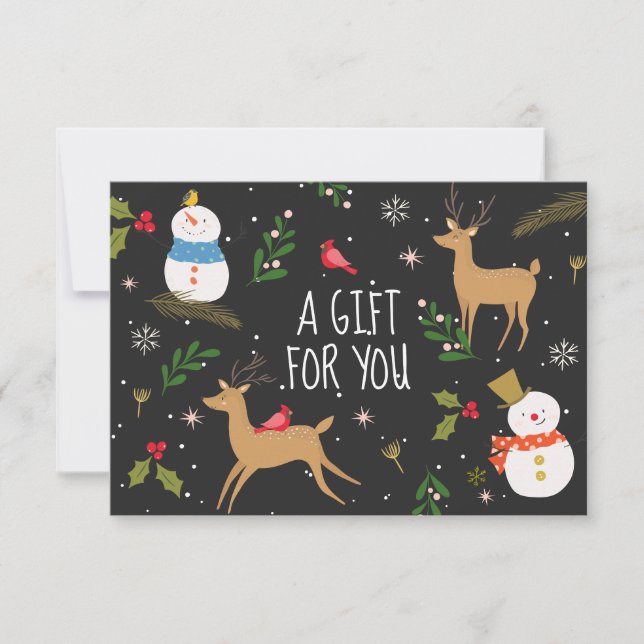 Snowmen and Reindeer Christmas Gift Certificate (Front)