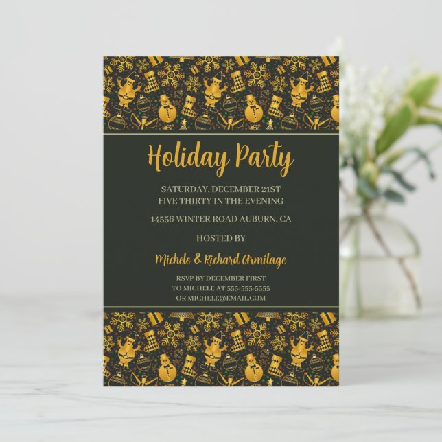 Snowmen and Snowflakes Holiday Party Invitation (Standing Front)