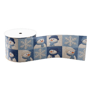 Snowmen and Snowflakes Quilt Pattern Grosgrain Ribbon